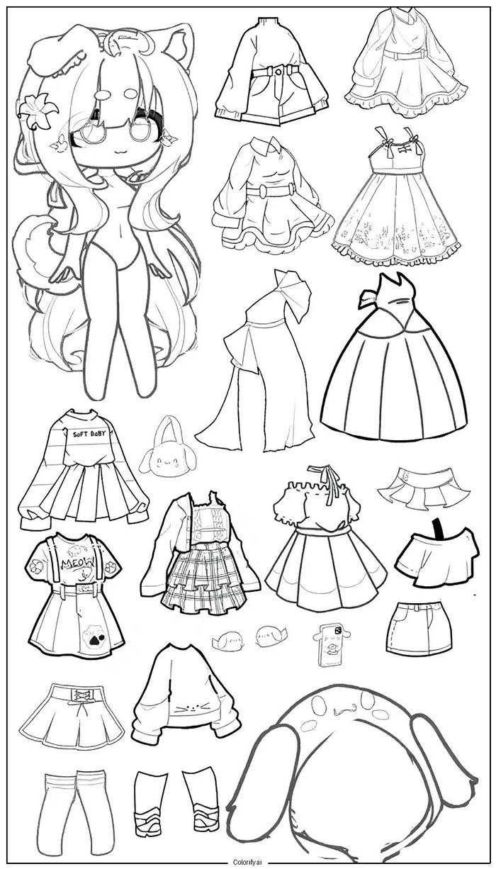 Ảnh búp bê giấy chibi pinterest có đường nét mềm