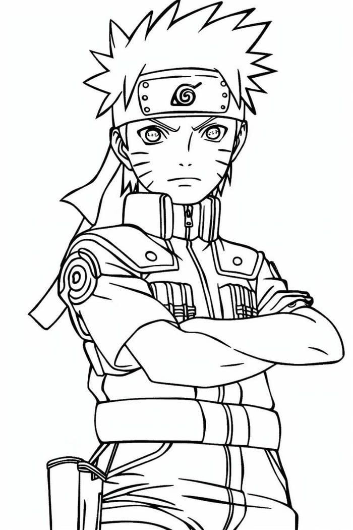 Ảnh tranh tô màu Naruto đang tập luyện nhẫn thuật