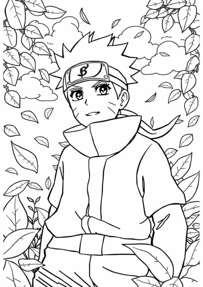 Ảnh tranh tô màu Naruto với biểu cảm quyết tâm mạnh mẽ