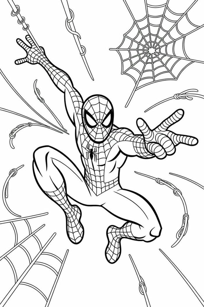 Ảnh tranh tô màu spider man hoạt hình siêu nhân dễ thương