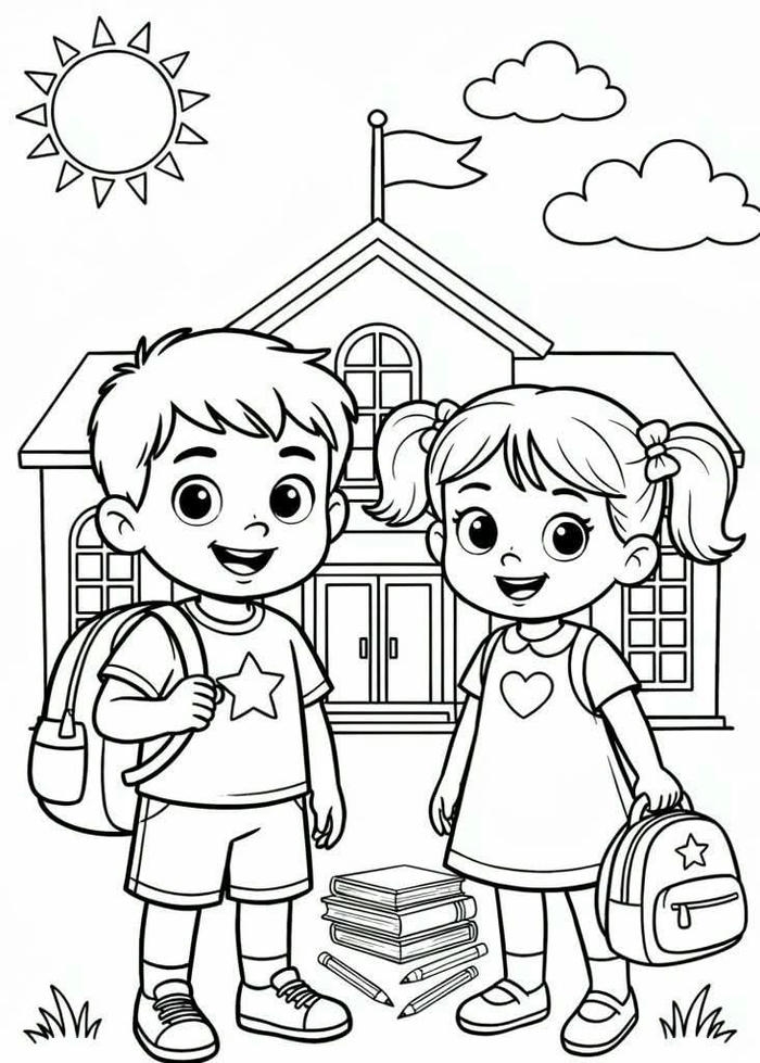 Ảnh trường mầm non tô màu với kiểu dáng xinh