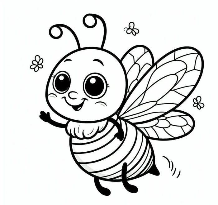 Đôi cánh nhỏ nổi bật trên mẫu tranh con ong ngộ nghĩnh