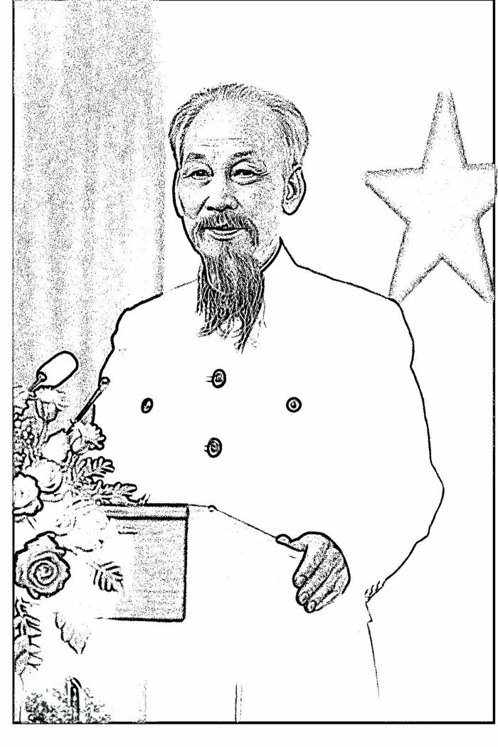 Hình Bác Hồ tô màu với nét đơn giản