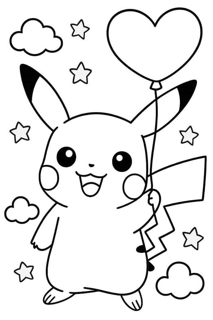 Hình Pokemon tô màu với đường nét ngộ nghĩnh