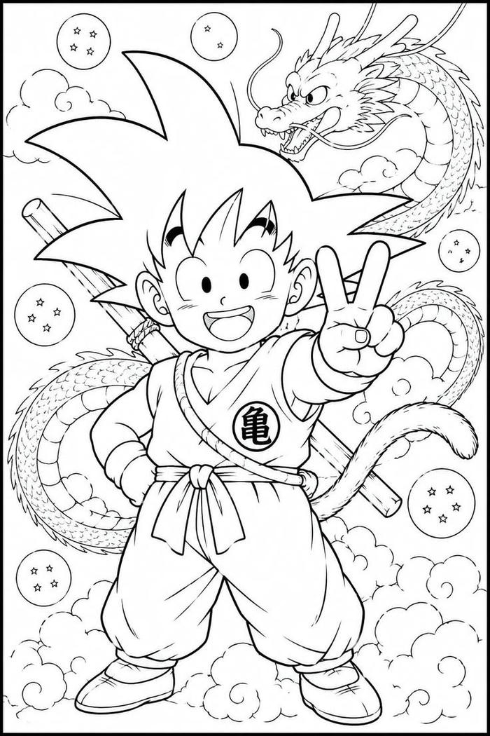 Hình ảnh tô màu Songoku giúp trẻ thỏa sức sáng tạo
