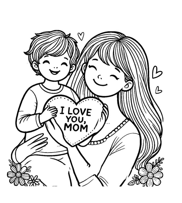 Hình ảnh tranh tô màu 8-3 phù hợp trẻ mầm non