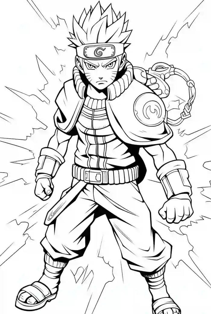 Hình ảnh tranh tô màu Naruto cùng những dấu ria trên má