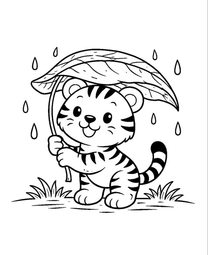 Hình ảnh tranh tô màu con hổ thích hợp cho giờ học tại nhà