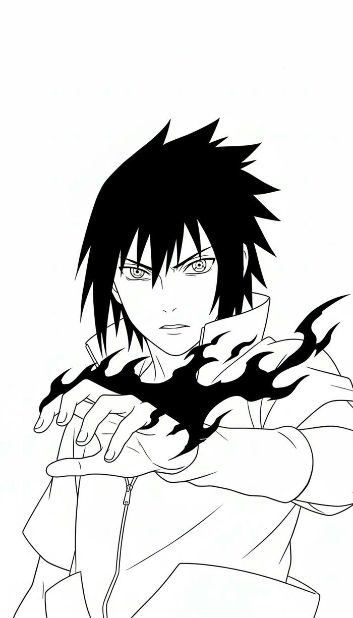 Hình anime trắng đen có nét vẽ mềm