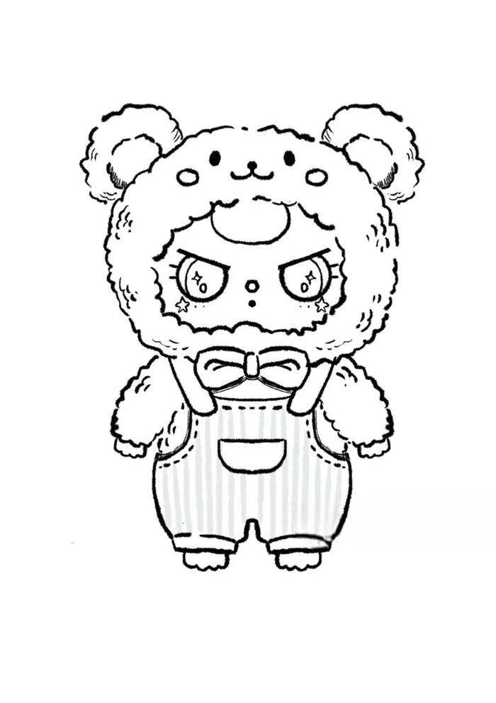 Hình baby three trắng đen tô màu