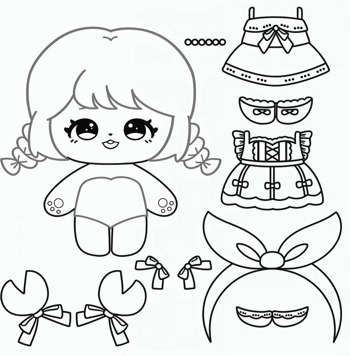 Hình búp bê giấy chibi pinterest với kiểu dáng nhỏ nhắn