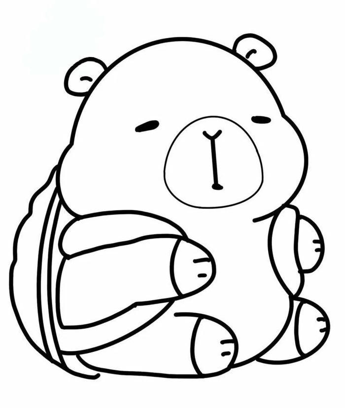 Hình capybara tô màu với đường nét thanh thoát