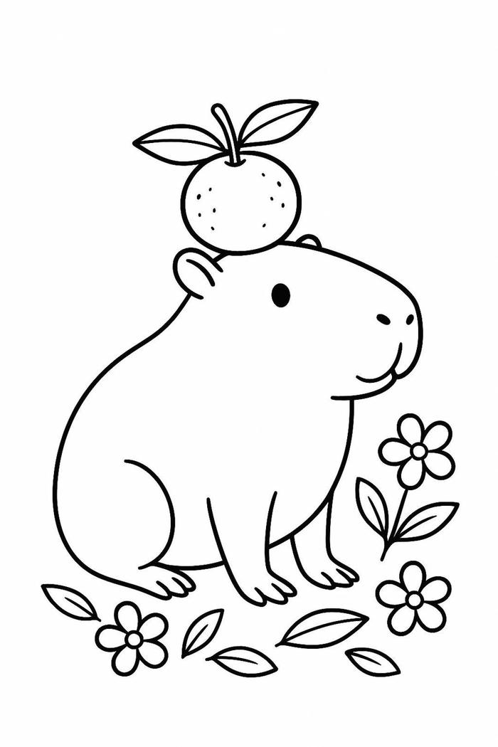 Hình capybara trắng đen có khuôn mặt dễ mến