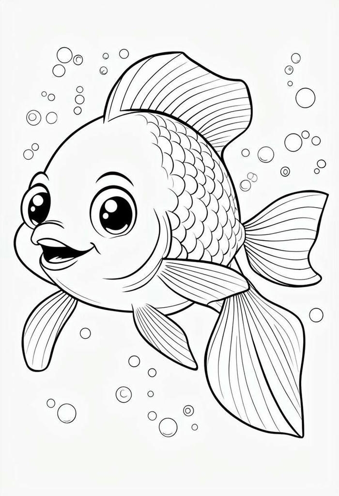 Hình con cá ngộ nghĩnh để bé tập tô