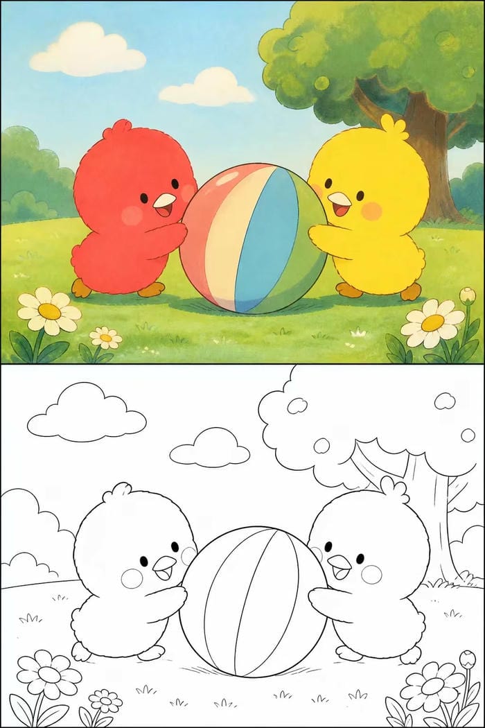 Hình gà con đơn giản giúp bé dễ nhận biết vật nuôi