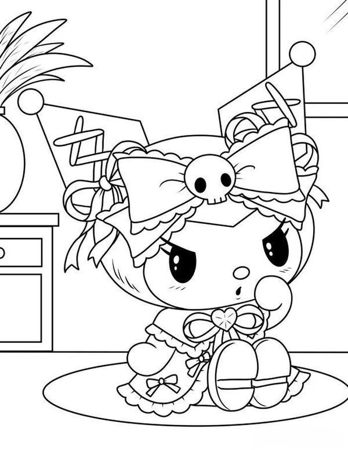 Hình kuromi để tô màu với nét vẽ đáng yêu