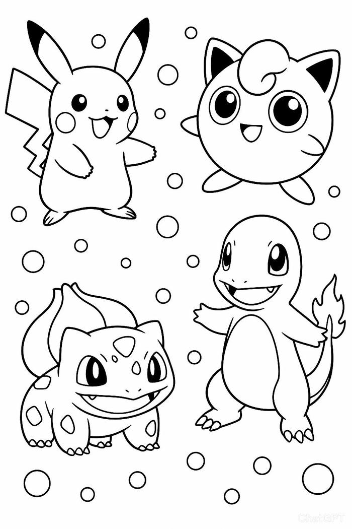 Hình minh họa Pokemon phù hợp cho bé tập tô