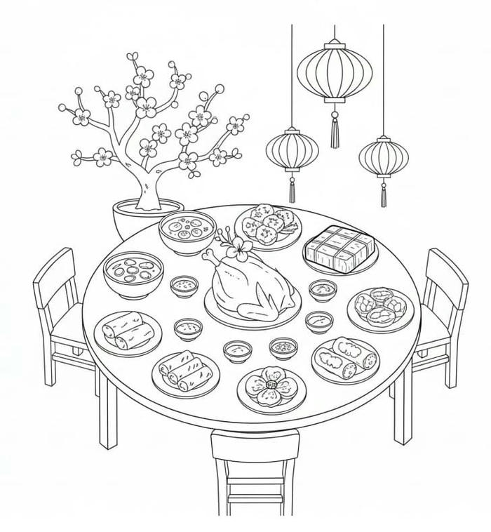 Hình minh họa tết với tạo hình thân thuộc