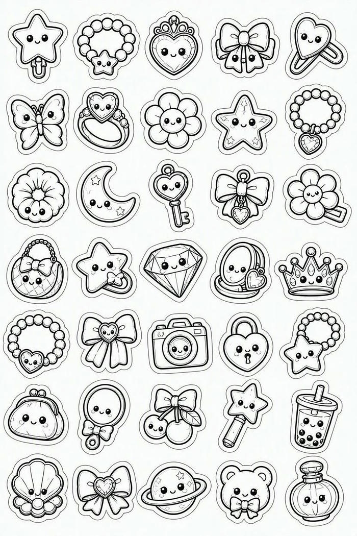 Hình sticker tập tô có nét phác họa đáng yêu