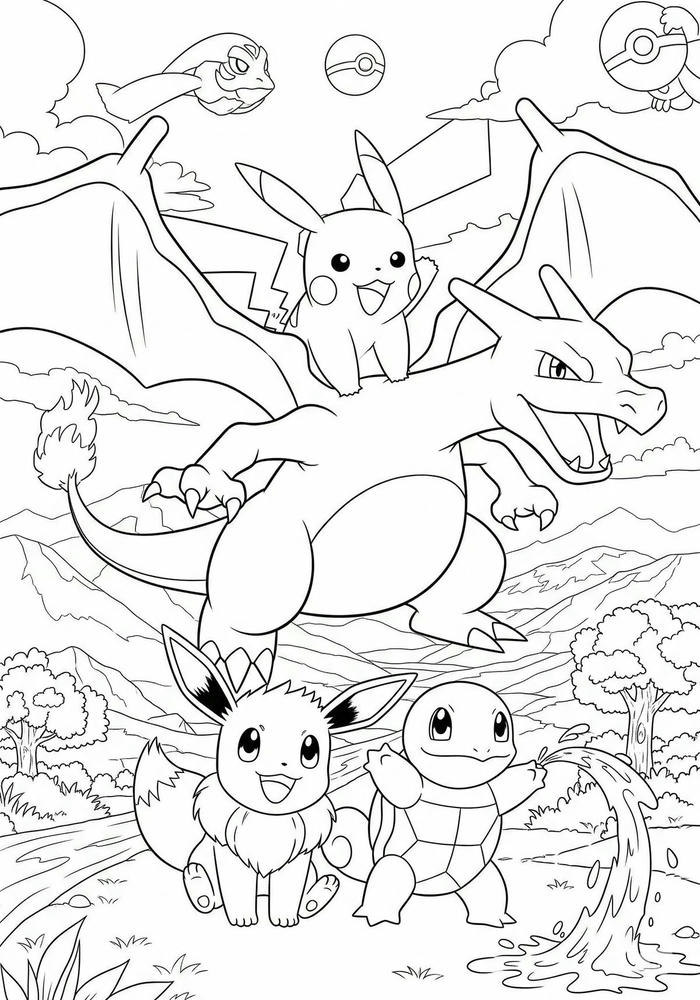 Hình tập tô Pokemon có nét phác rõ ràng