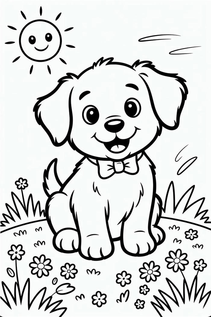 Hình tập tô chú chó có dáng vẻ vui nhộn