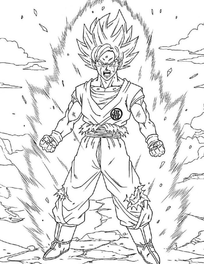 Hình tô màu Songoku đáng yêu với nét vẽ rõ