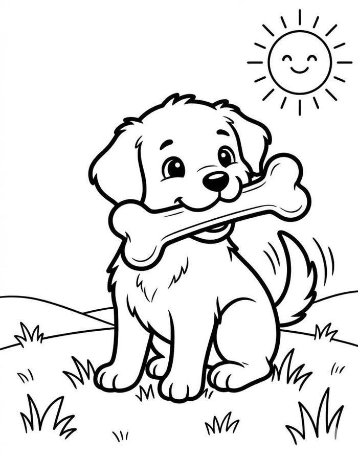 Hình tô màu chú chó với kiểu dáng xinh