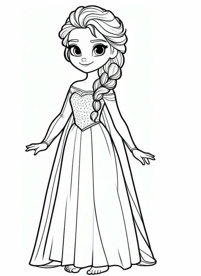 Hình tô màu nàng Elsa thật xinh đẹp