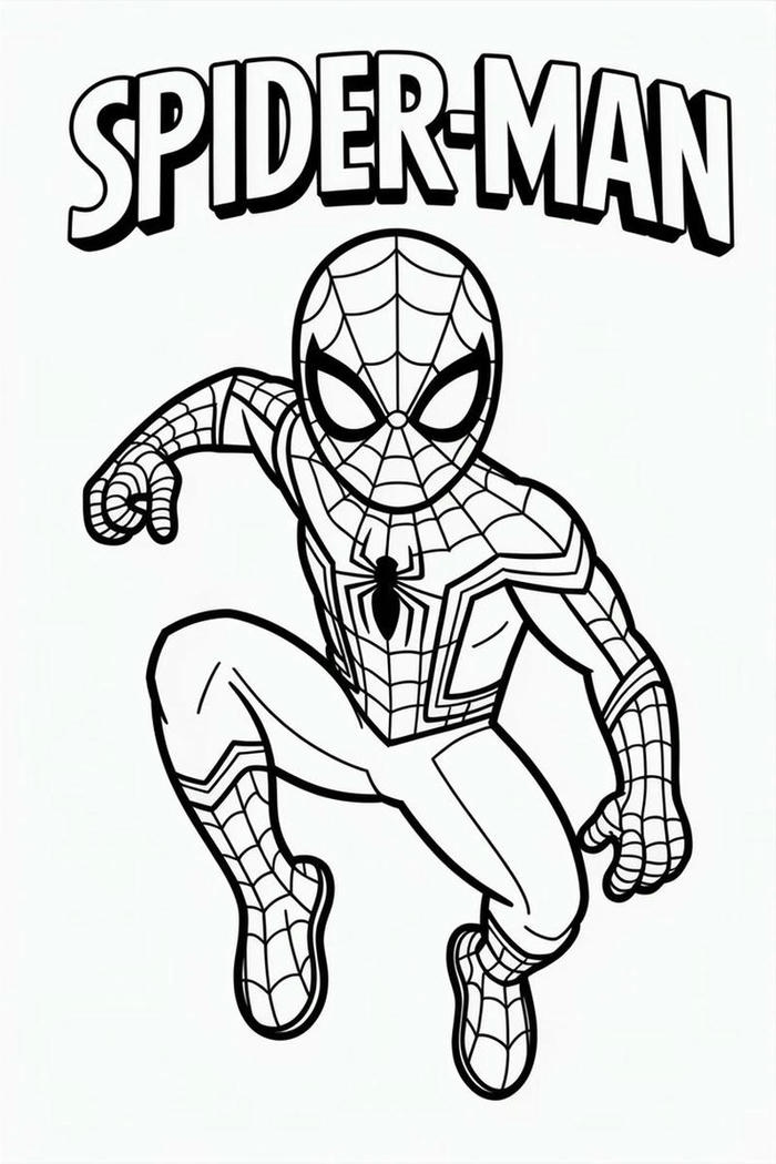 Hình tranh tô màu Spider Man dễ thương cho trẻ em