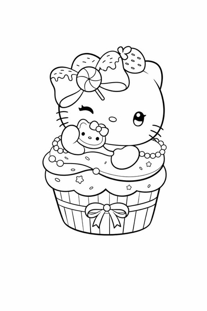 Hình tranh tô màu sanrio bánh kem dễ thương ngộ nghĩnh