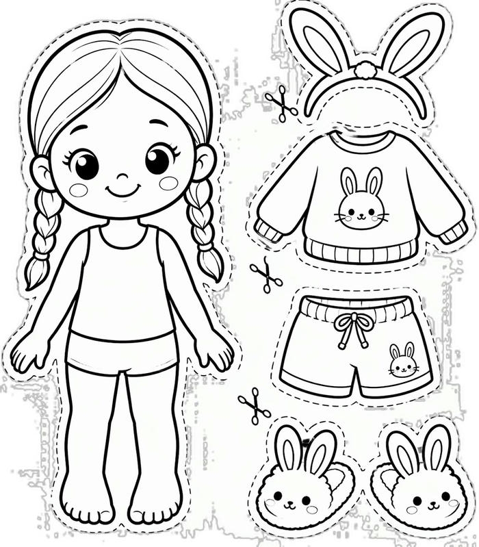 Hình vẽ búp bê giấy mang vẻ đáng yêu