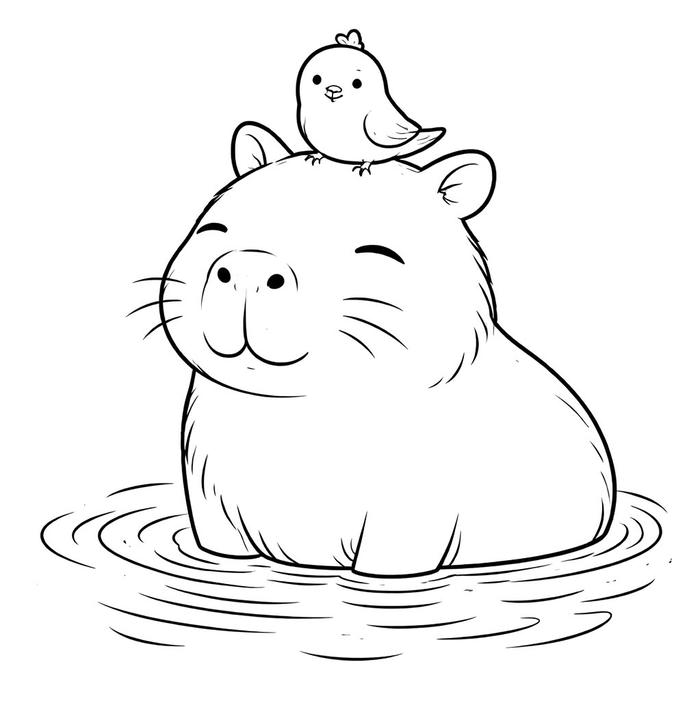 Hình vẽ capybara để tô màu thật ngộ nghĩnh