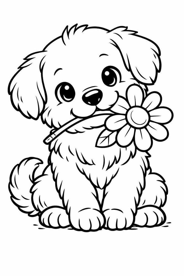 Hình vẽ chó đáng yêu phù hợp hoạt động tô