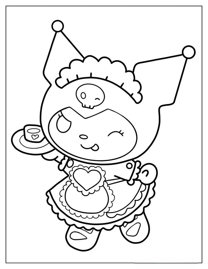 Hình vẽ kuromi dành cho tô màu dễ thương