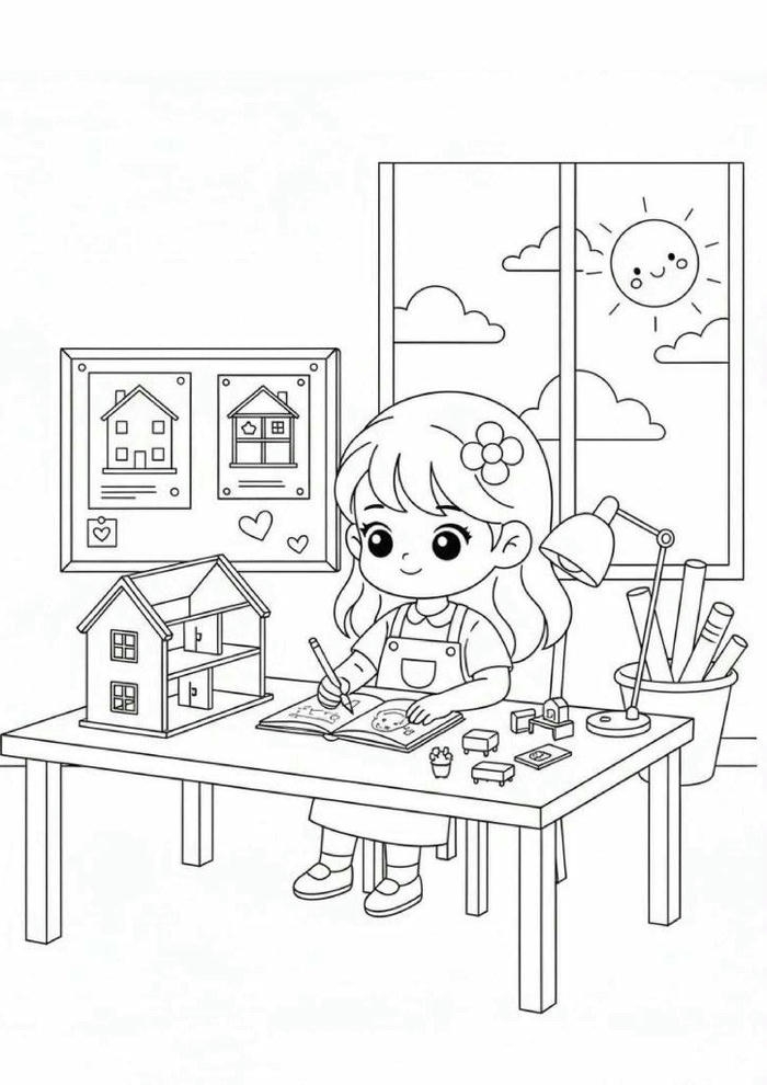 Hình vẽ trường mầm non phù hợp bé tập tô