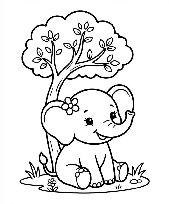 Hình voi tập tô với tạo hình ngộ nghĩnh