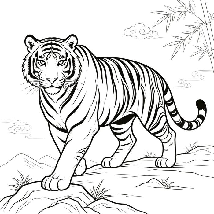 Khuôn mặt ngộ nghĩnh khiến tranh tô màu con hổ thêm đáng yêu