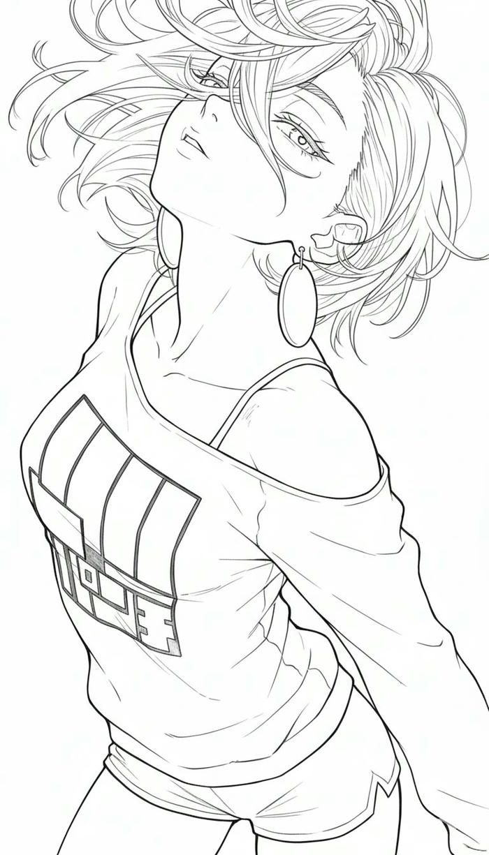 Mẫu anime girl mạnh mẽ dành cho tô màu