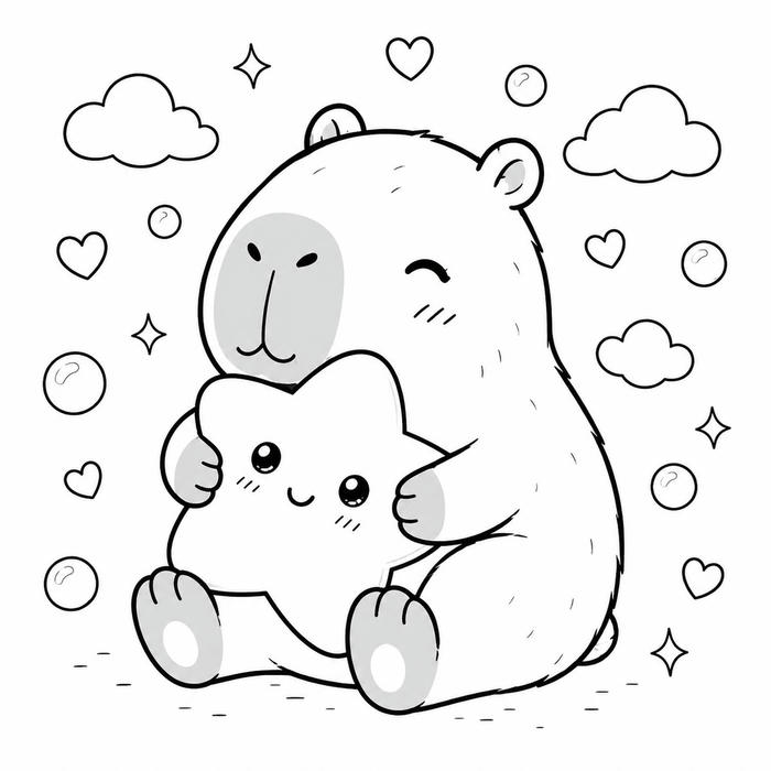 Mẫu capybara tô màu mang dáng vẻ đáng yêu