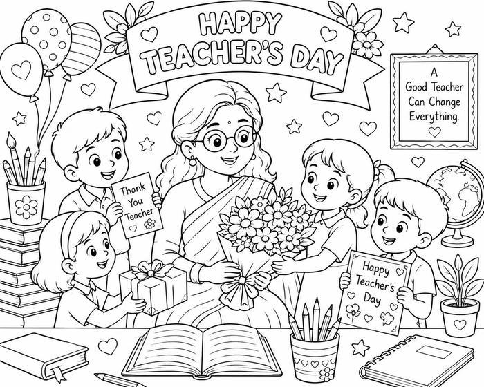 Mẫu hình cô giáo dành cho bé tập tô