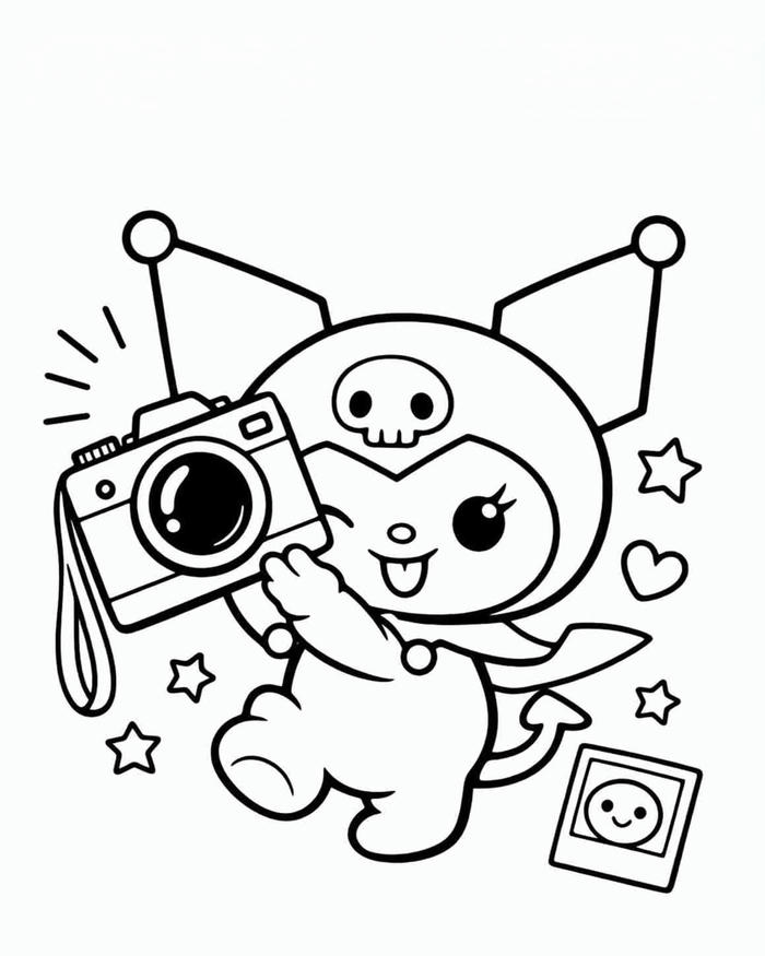 Mẫu hình kuromi để tô màu thật xinh xắn