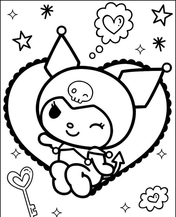 Mẫu kuromi dành cho tô màu có nét đáng yêu