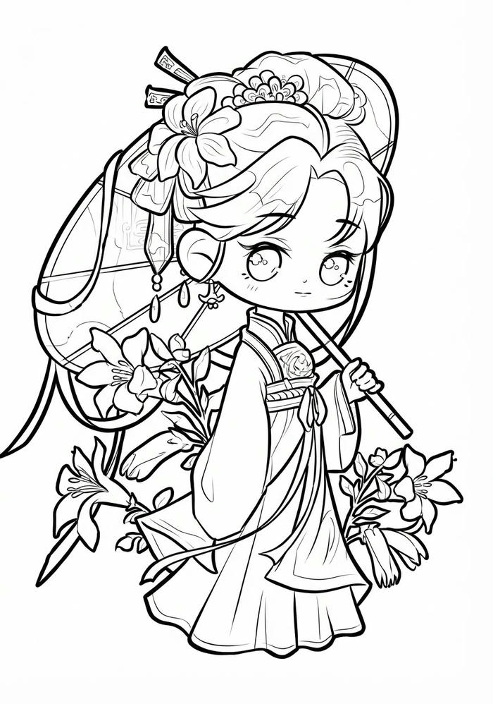 Mẫu nhân vật chibi với khuôn mặt bầu bĩnh