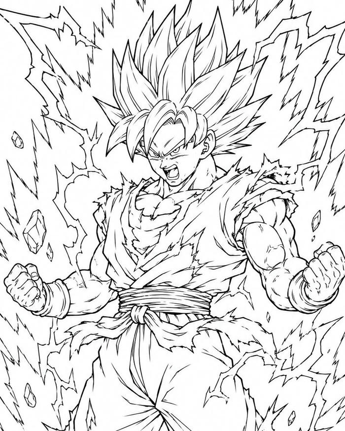 Mẫu tô màu Songoku phù hợp cho trẻ nhỏ
