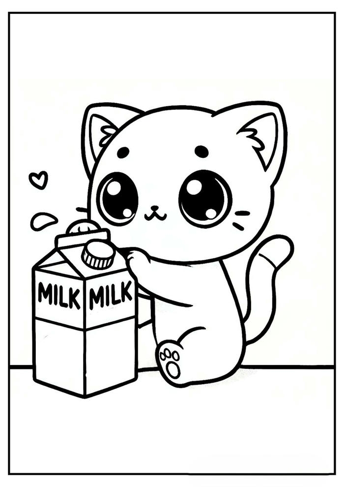 Mẫu tô màu mèo với biểu cảm vui tươi