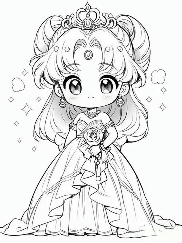 Mẫu tô màu nàng công chúa anime xinh đẹp