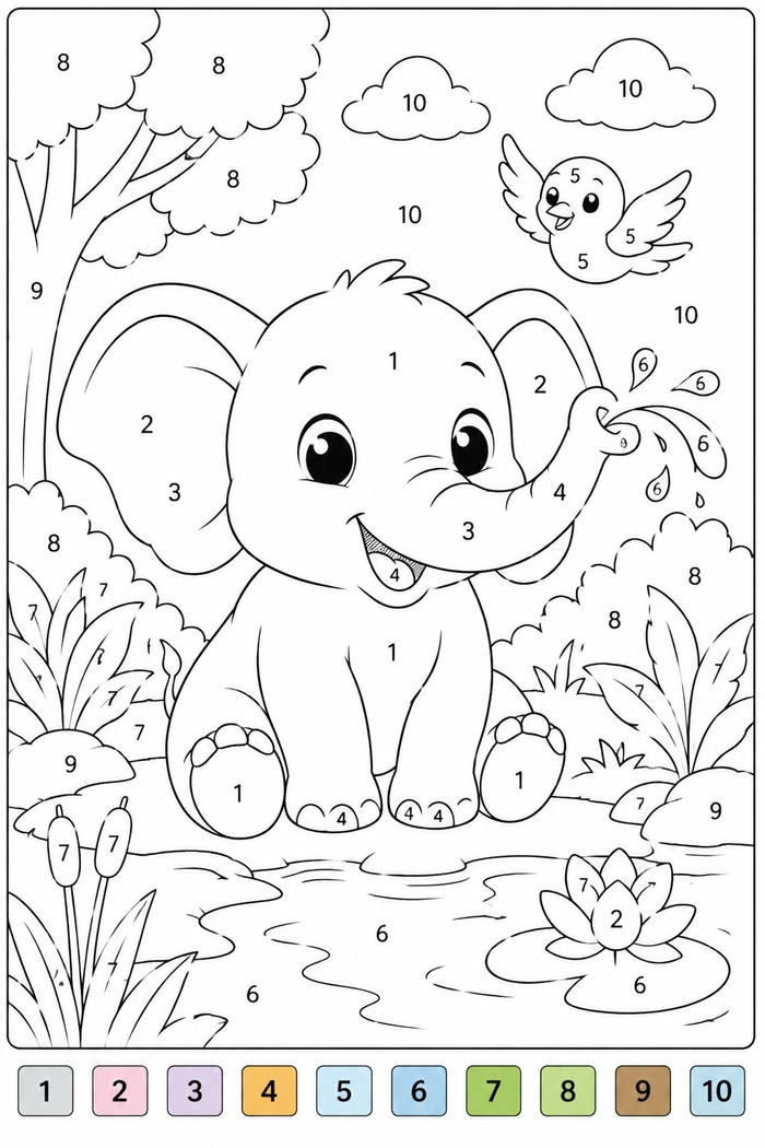 Mẫu tô màu theo số với nét vẽ rõ ràng