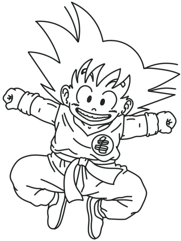 Mẫu tranh Songoku tô màu đơn giản cho bé