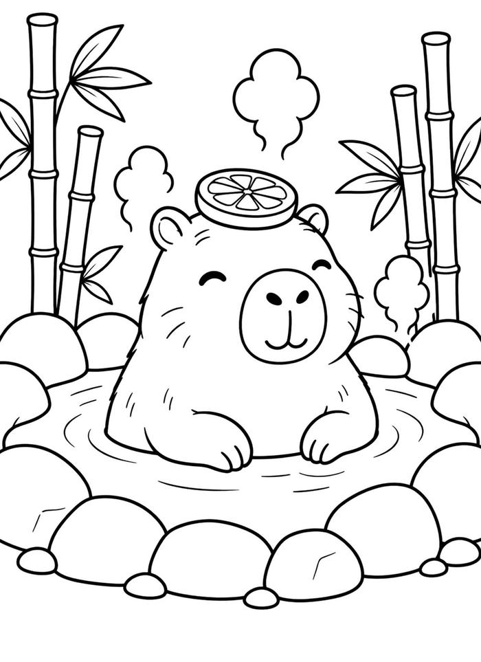 Tranh capybara dành cho tô màu có nét đẹp
