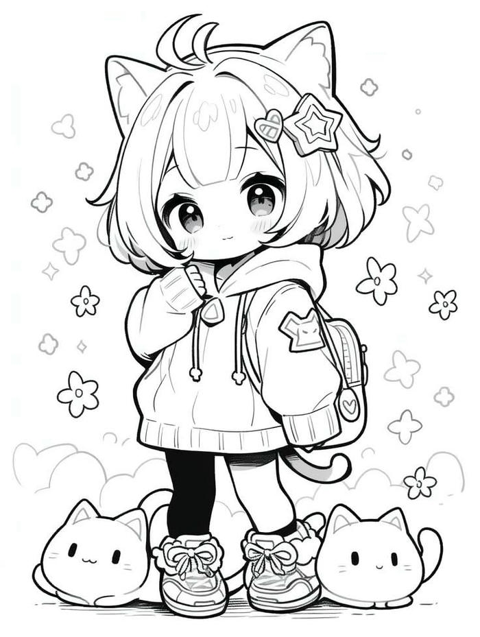 Tranh chibi dễ thương thể hiện biểu cảm tươi tắn